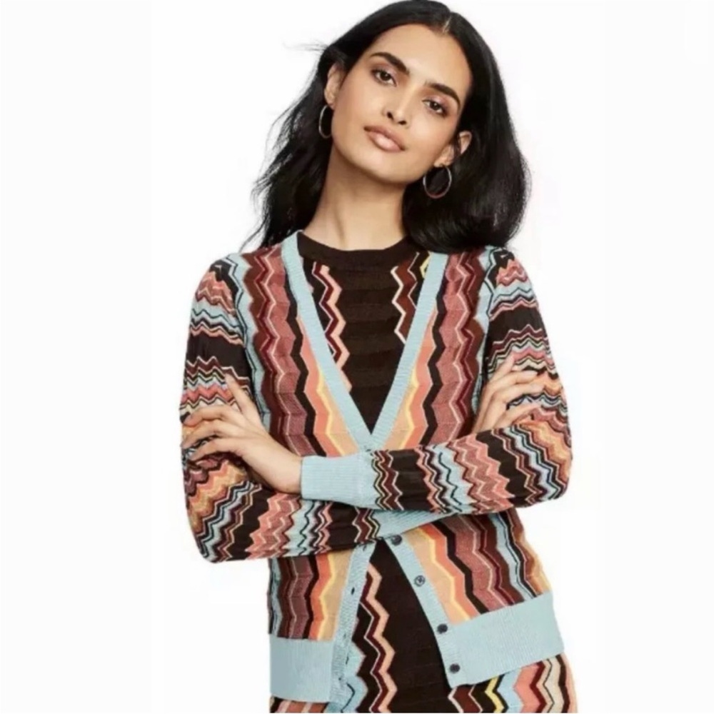 Missoni x Target Vibrant Zigzag 20th Anniversary Knit V Neck Cardigan Sweater